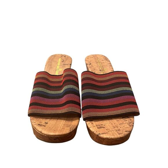 Montego Bay Club Rainbow Cork Slip On Heel Wedges Women’s 8 Shoes - Picture 3 of 6